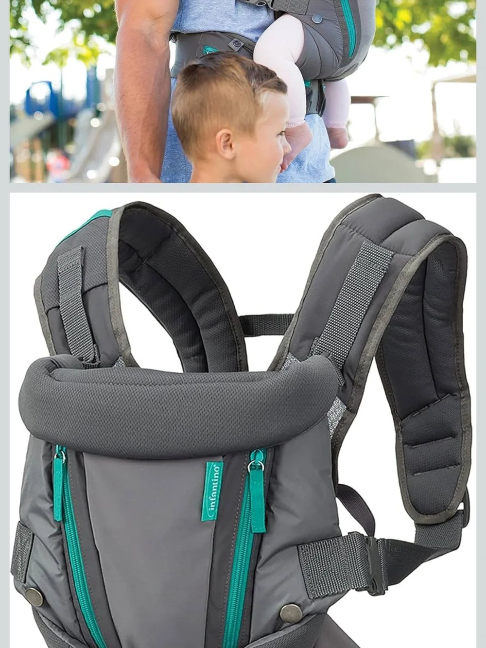 Infantino Gray and Teal Baby Front Carrier